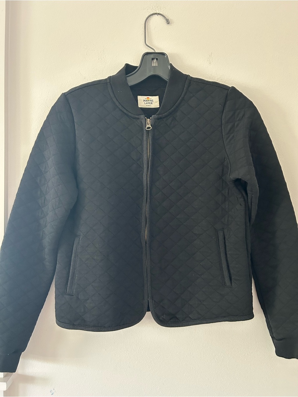 Marine Layer Black Corbet Quilted Bomber Jacket Women’s Size Extra Small - Picture 3 of 7